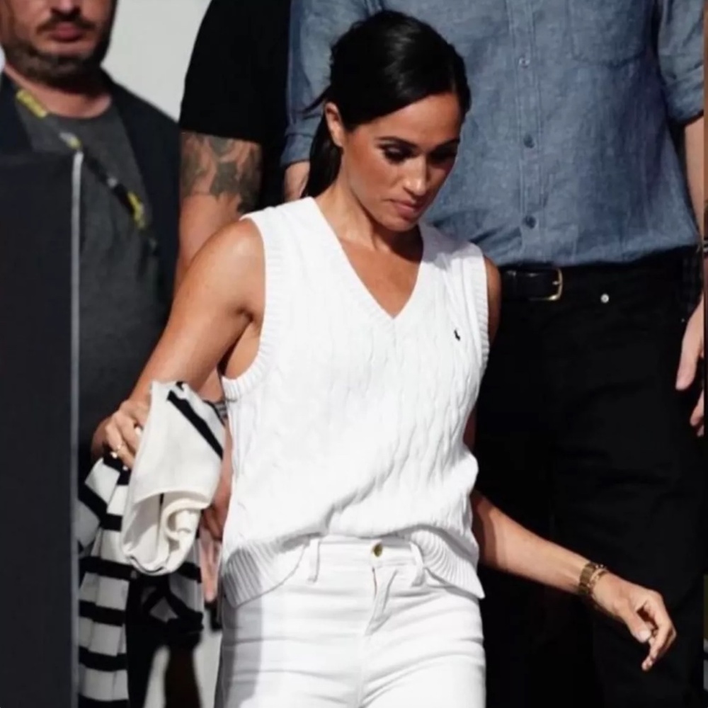 Polo Ralph Lauren White Cable Knit Women's Sweater Vest ASO Meghan Markle